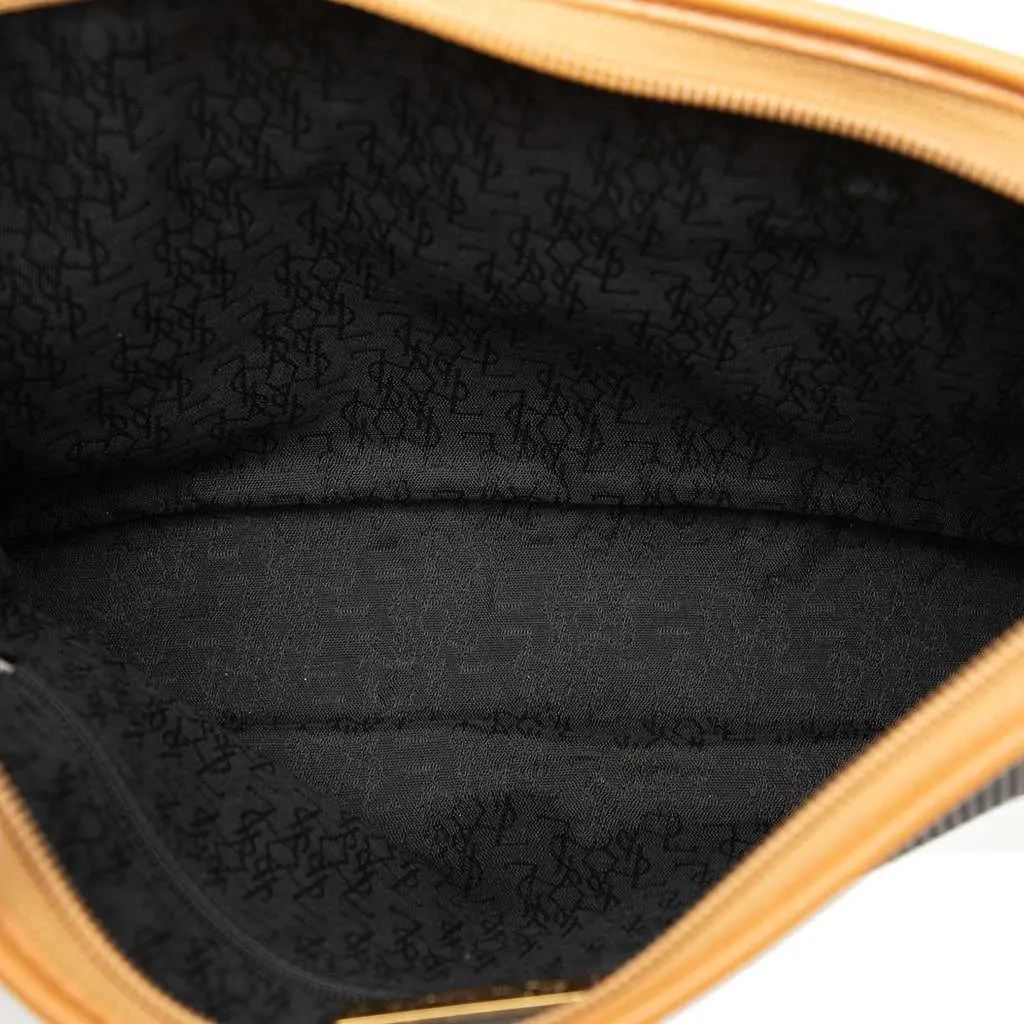 Saint Laurent Leather Trimmed Coated Canvas Clutch Black Canvas Very good - Model View