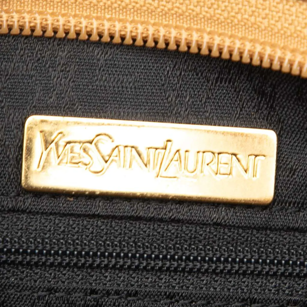 Saint Laurent Leather Trimmed Coated Canvas Clutch Black Canvas Very good - Box View