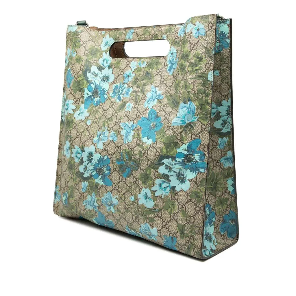Gucci GG Supreme Embroidered Linea C Blooms XL Tote Brown Canvas Very good - Back View