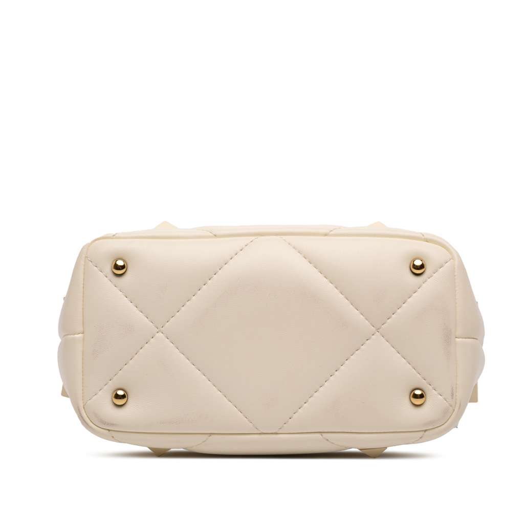 Valentino Small Nappa Roman Stud The Handle Bag White Leather Good condition - Inside View