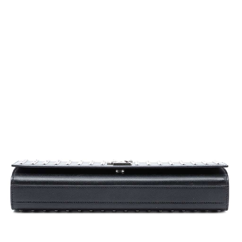 Saint Laurent Grain De Poudre Classic Monogram Studded Clutch Black Leather Good condition - Inside View