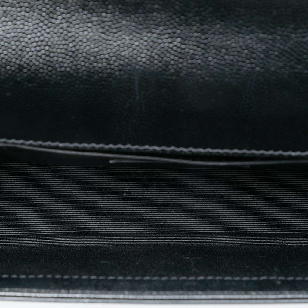Saint Laurent Grain De Poudre Classic Monogram Studded Clutch Black Leather Good condition - Model View