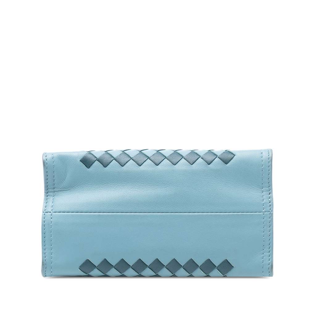 Bottega Veneta Nappa Intrecciato Chain Wallet Blue Leather Good condition - Inside View