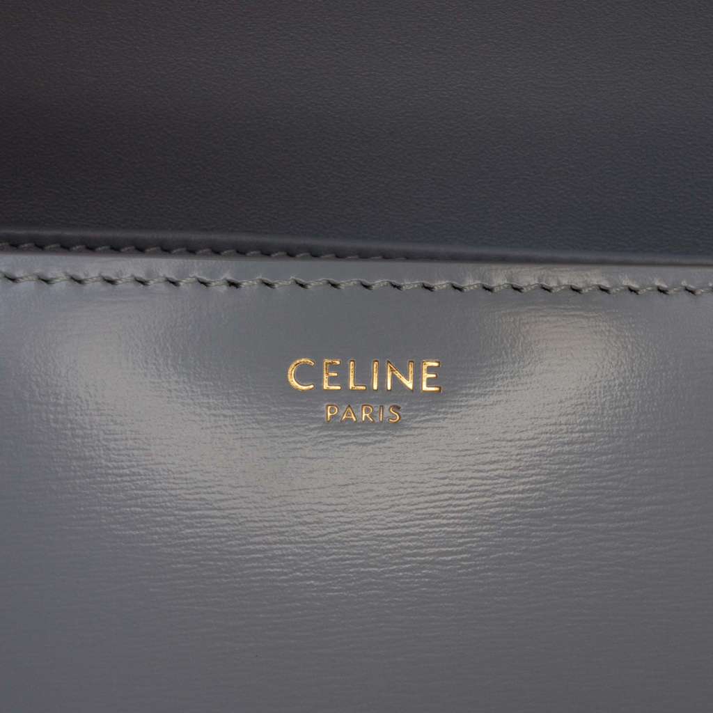 Celine Teen Shiny Calfskin Triomphe Crossbody Grey Leather Good condition - Box View
