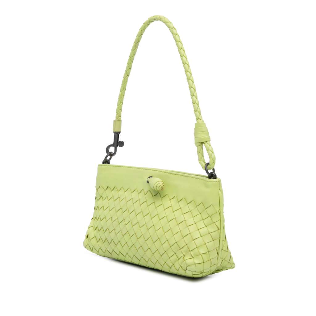 Bottega Veneta Leather Intrecciato Shoulder Bag Green Leather Good condition - Back View