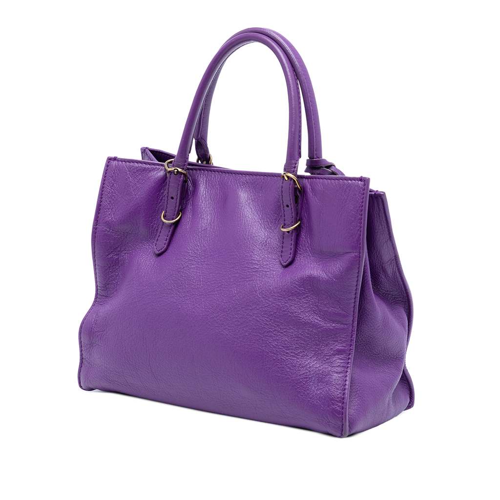 Balenciaga Mini Leather Papier A4 Zip Around Tote Purple Leather Good condition - Back View