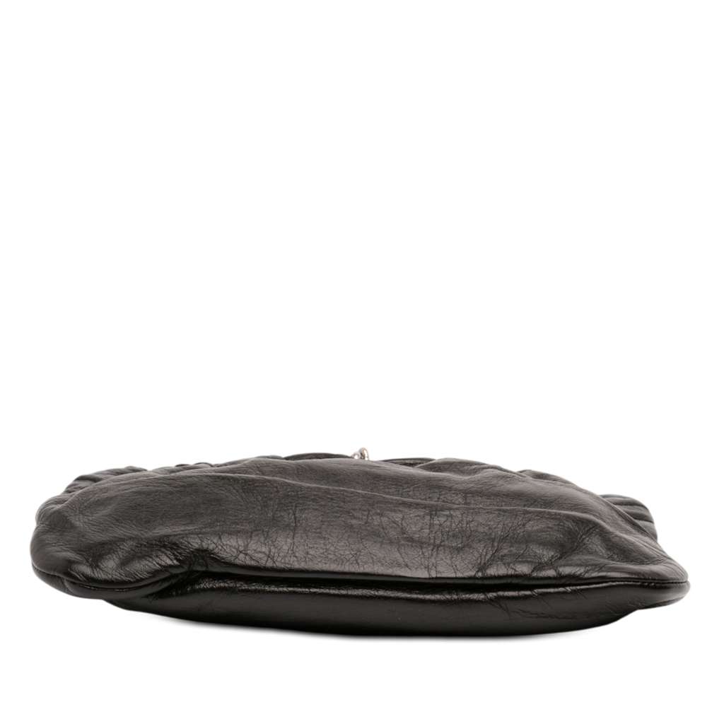 Saint Laurent Calfskin Pac Pac Ruched Hobo Black Leather Good condition - Inside View
