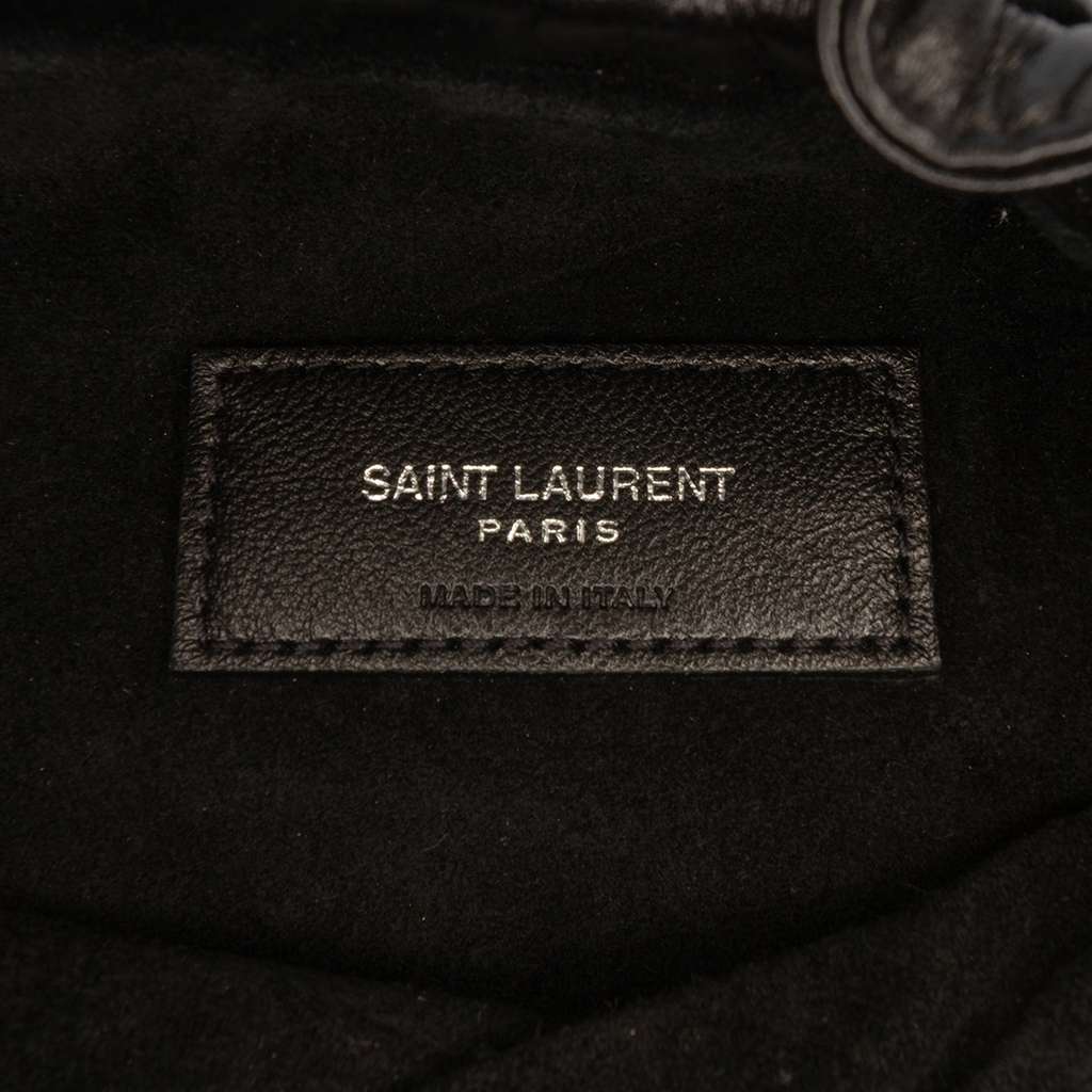 Saint Laurent Calfskin Pac Pac Ruched Hobo Black Leather Good condition - Box View