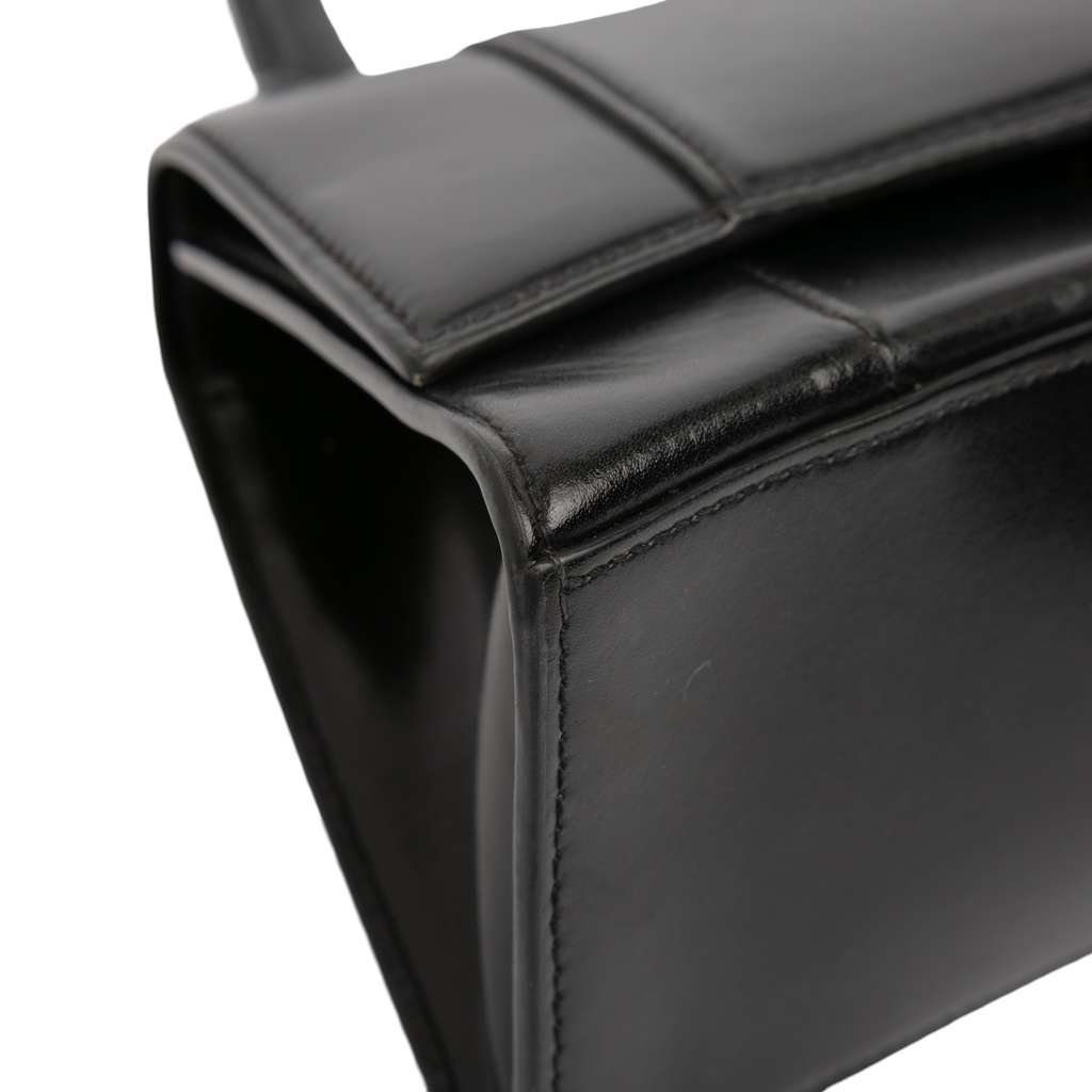 Balenciaga Small Shiny Box Calfskin Hourglass Top Handle Bag Black Leather Good condition - Model View