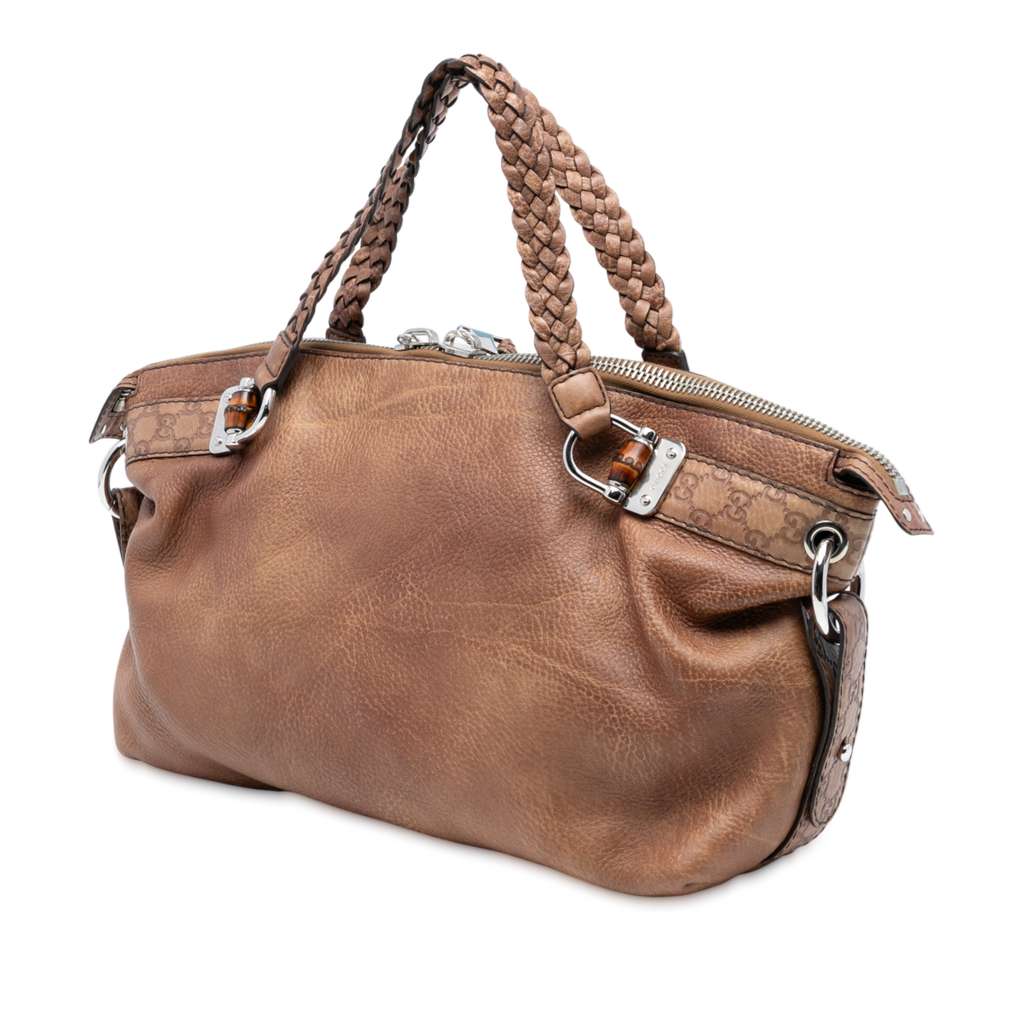 Gucci Medium Leather Bamboo Bar Tote Brown Leather Good condition - Back View