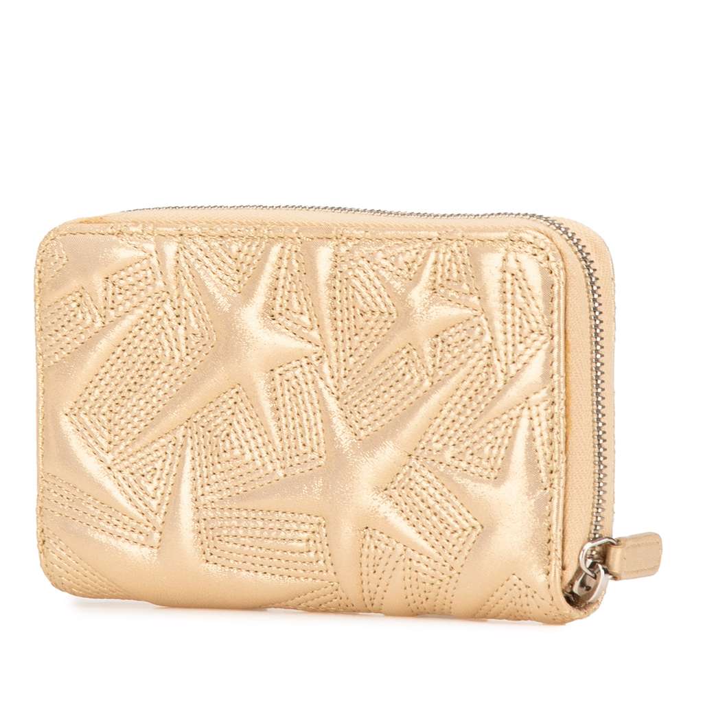 Chanel Medium Metallic Lambskin Star Embossed Zip Around Wallet Gold Leather Good condition - Back View