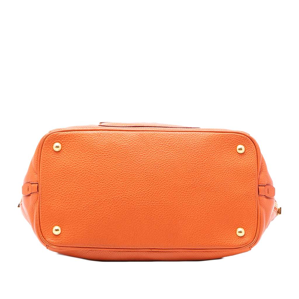 Prada Vitello Daino Side Zip Twin Pocket Open Convertible Tote Orange Leather Good condition - Inside View