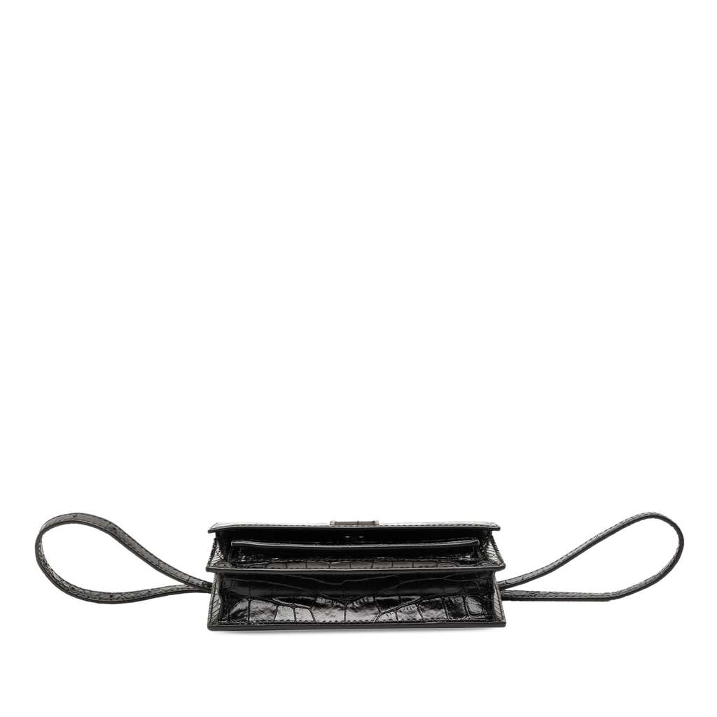 Balenciaga Croc Embossed Leather Sharp Belt Bag XS Black Leather Good condition - Inside View