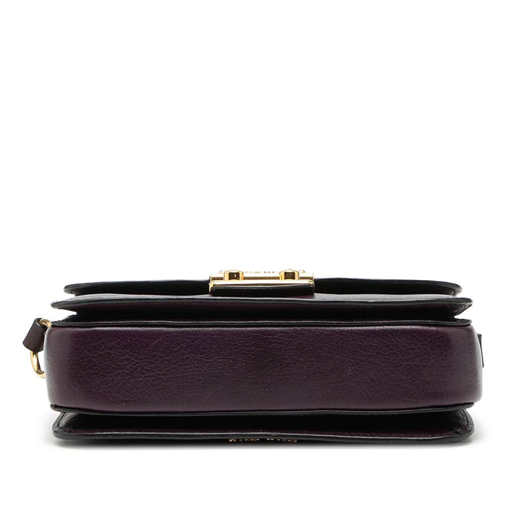Miu Miu Bicolor Goatskin Madras Top Handle Satchel Purple Leather Good condition - Inside View