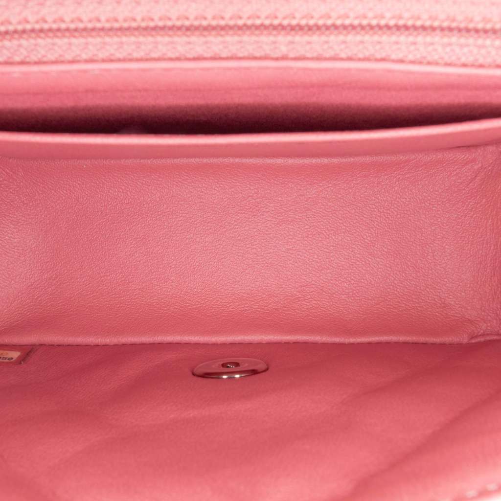 Chanel Mini Square Classic Lambskin Single Flap Pink Leather Good condition - Model View