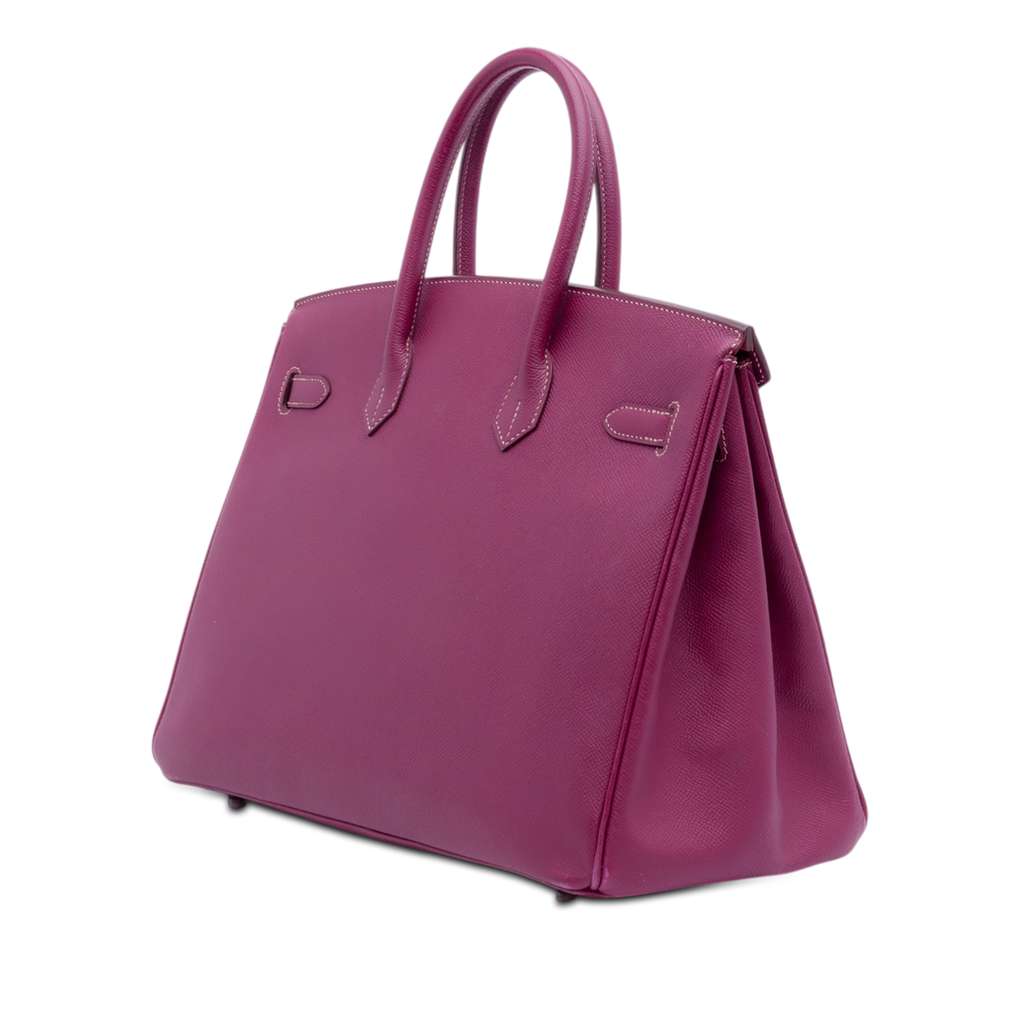 Hermès Epsom Candy Verso Birkin Retourne 35 Pink Leather Good condition - Back View