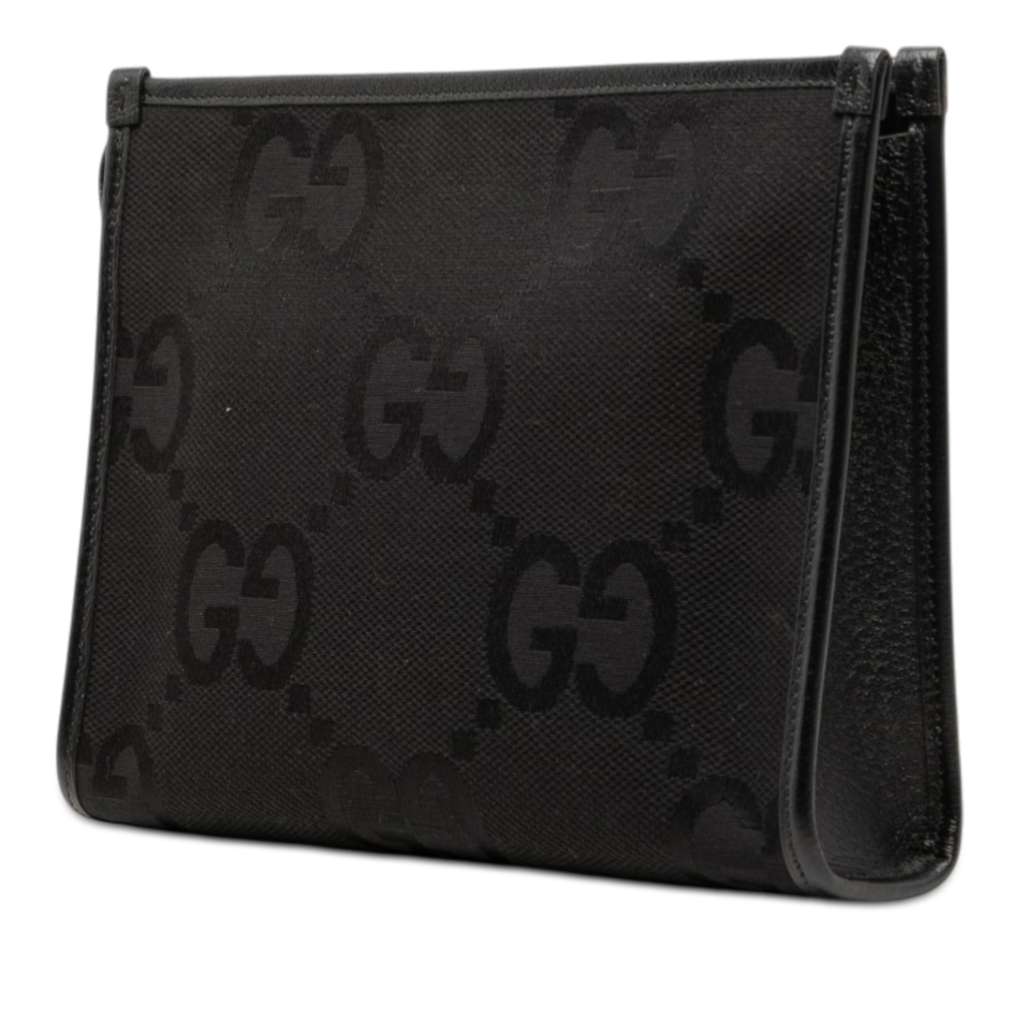 Gucci Jumbo GG Canvas Pouch Black Canvas Good condition - Back View