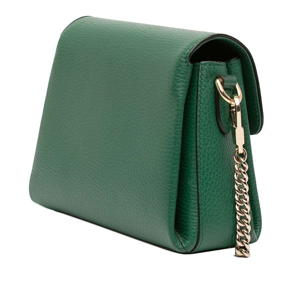 Gucci Small Dollar Calfskin Interlocking G Crossbody Green Leather Good condition - Back View