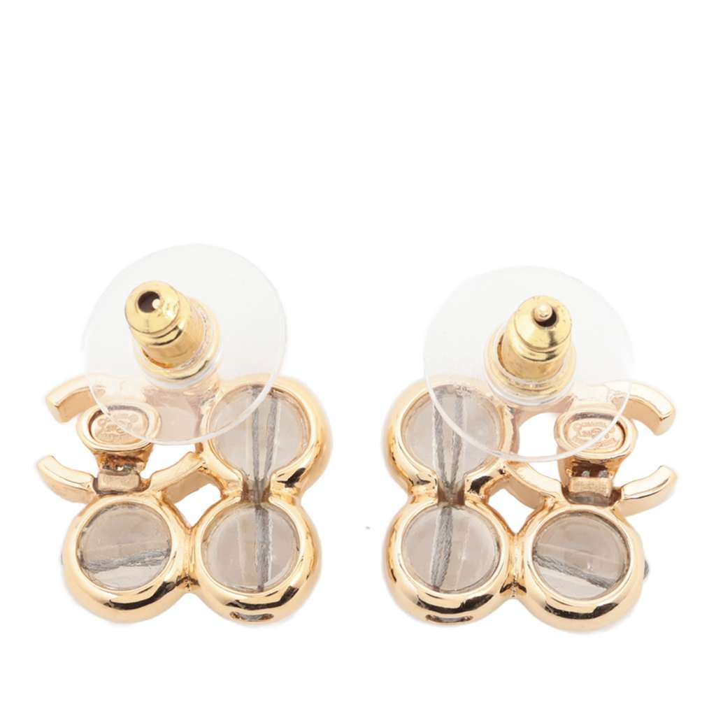 Chanel CC Gold Plated Resin Earrings Gold Metal Good condition - Inside View