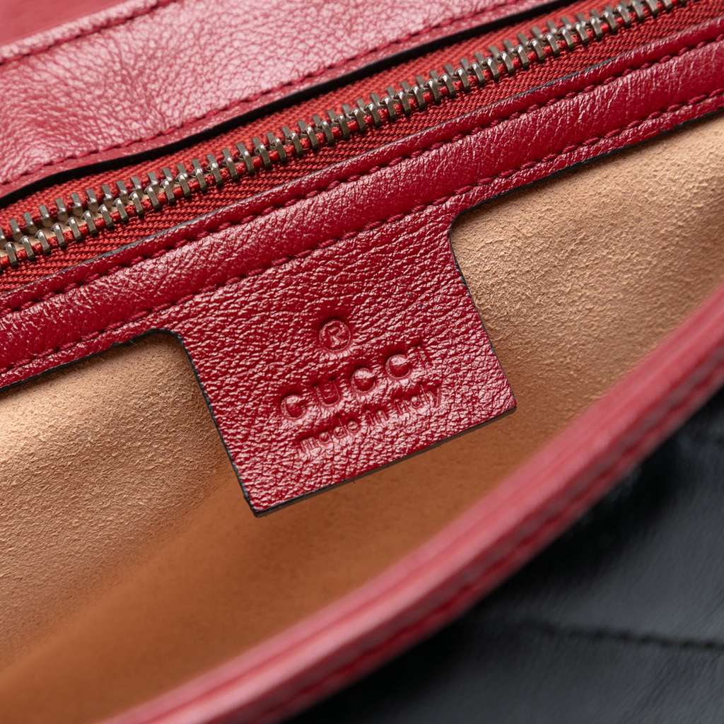 Gucci Medium GG Marmont Matelasse Diagonal Leather Torchon Shoulder Bag Black Leather Good condition - Box View