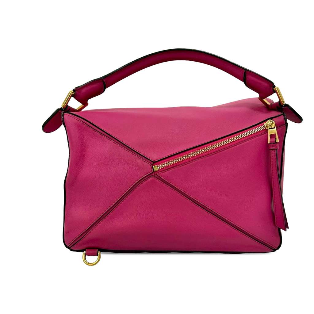 Loewe Medium Calfskin Puzzle Satchel Pink Leather Good condition - Back View