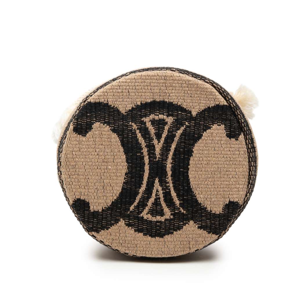 Celine Small Triomphe Raffia Drawstring Bucket Bag Brown Very good condition - Inside View