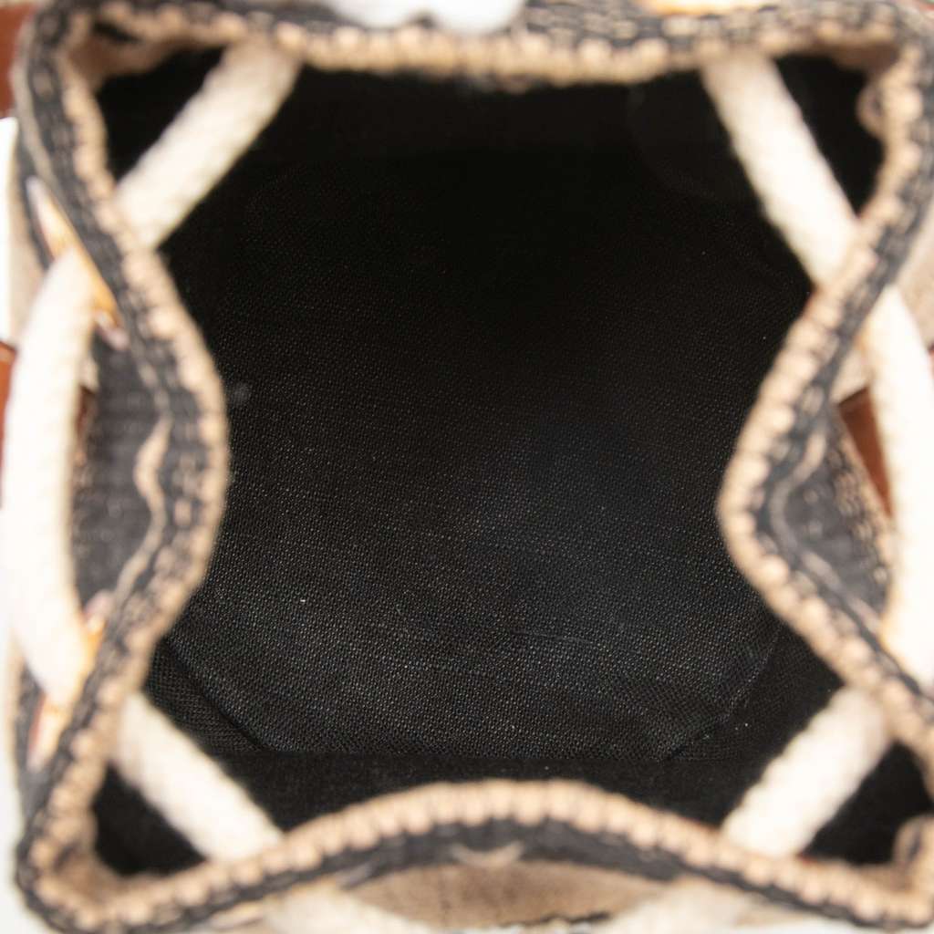 Celine Small Triomphe Raffia Drawstring Bucket Bag Brown Very good condition - Model View