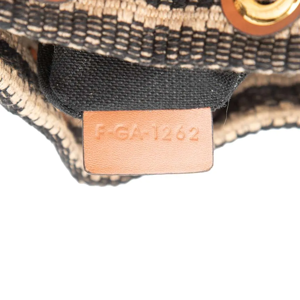 Celine Small Triomphe Raffia Drawstring Bucket Bag Brown Never worn - Box View