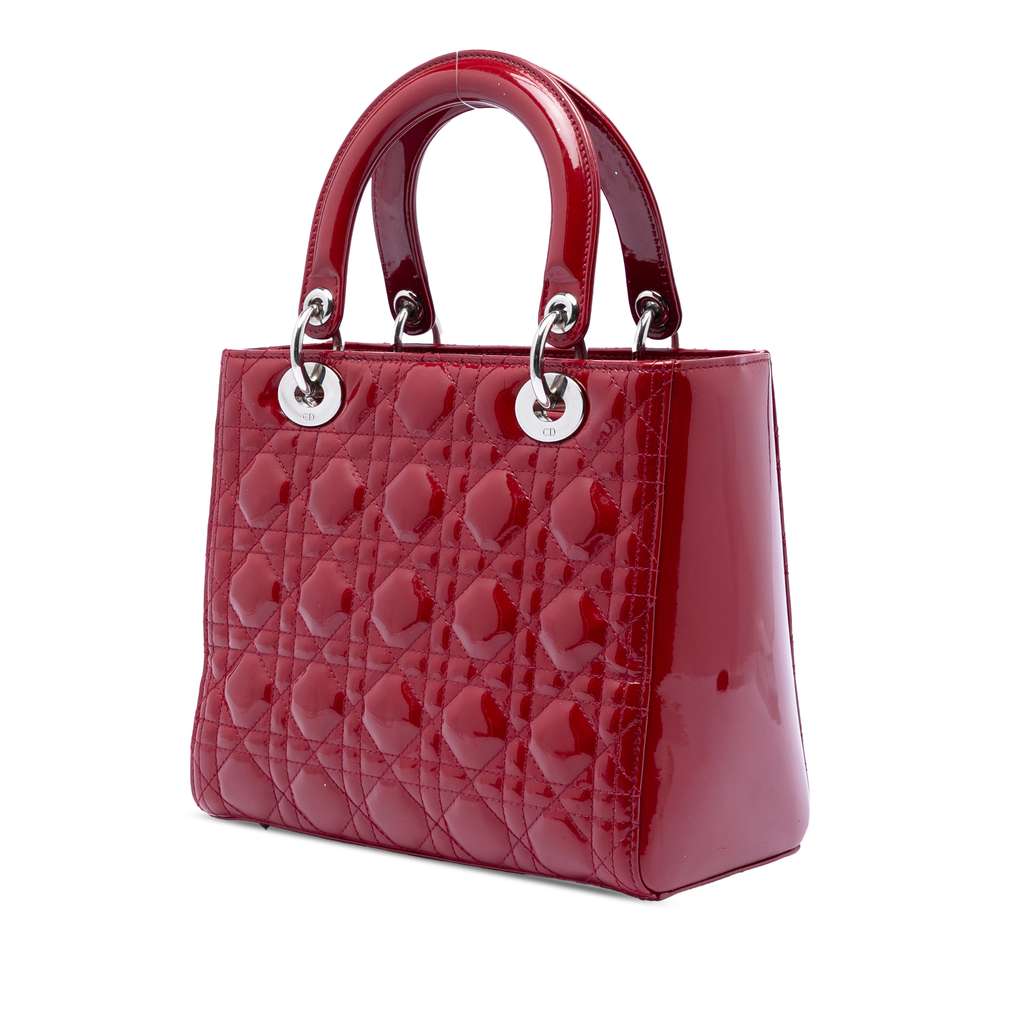 Dior Medium Patent Cannage Lady Dior Red Leather Good condition - Back View