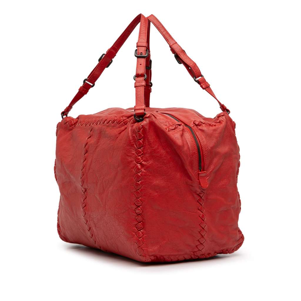 Bottega Veneta Nappa Intrecciato Cube Tote Red Leather Good condition - Back View