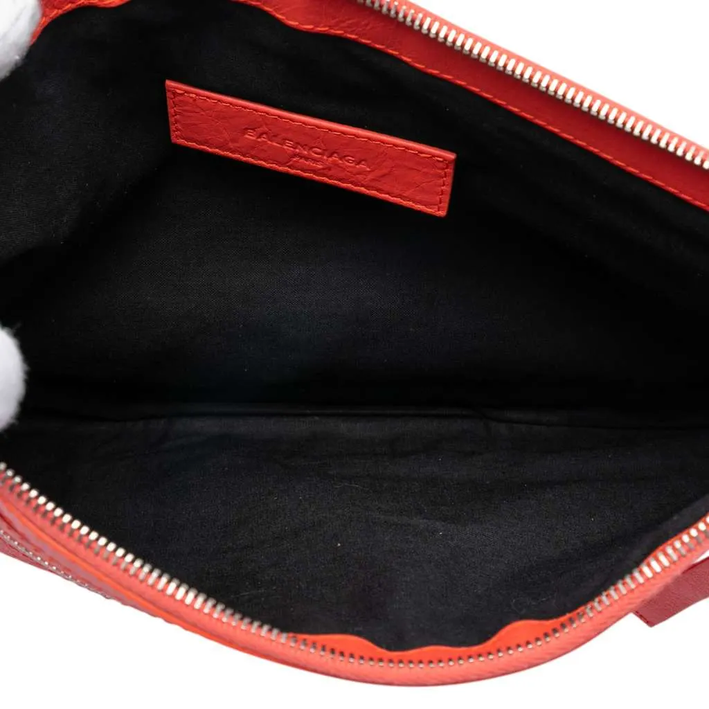Balenciaga Lambskin Motocross Classic Clip M Clutch Orange Leather Very good - Model View