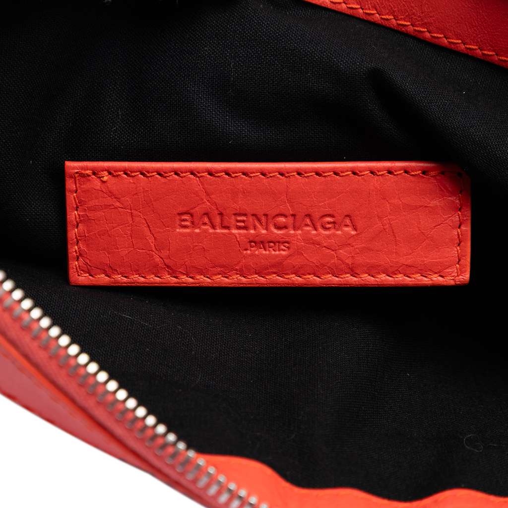 Balenciaga Lambskin Motocross Classic Clip M Clutch Orange Leather Good condition - Box View