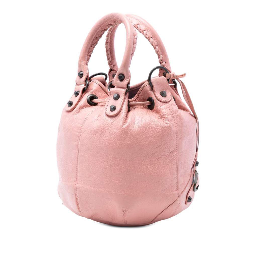 Balenciaga Mini Lambskin Motocross Giant 12 Pompon Bag Pink Leather Good condition - Back View