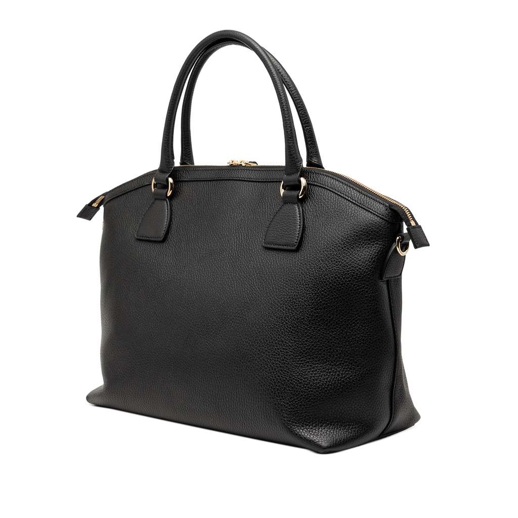 Gucci Large Dollar Calfskin GG Charm Dome Satchel Black Leather Good condition - Back View