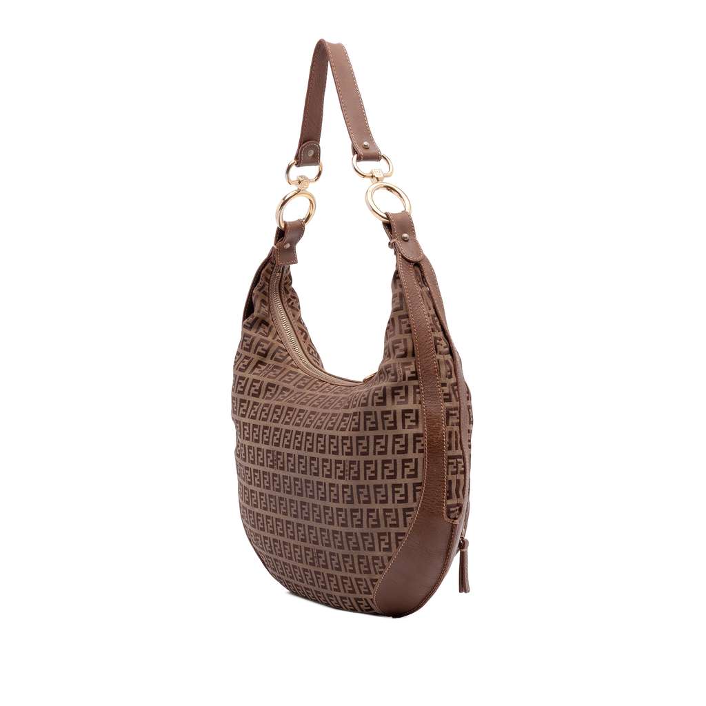 Fendi Zucchino Canvas Chef Pocket Hobo Brown Canvas Fair condition - Back View