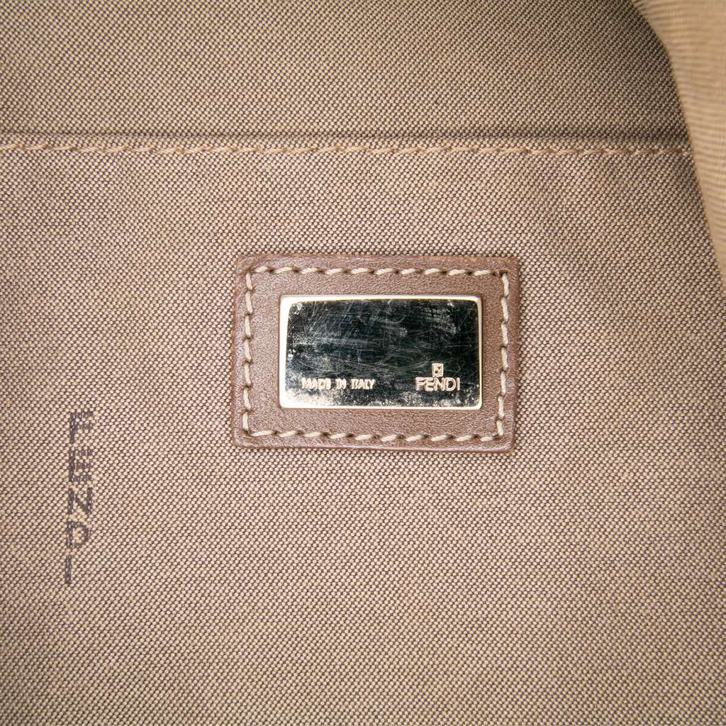 Fendi Zucchino Canvas Chef Pocket Hobo Brown Canvas Fair condition - Box View