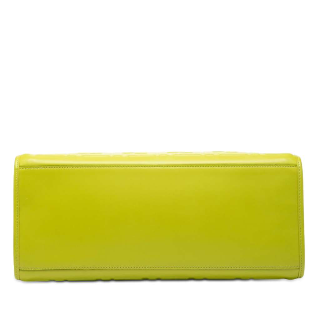 Fendi Medium Zucca Embossed Leather Sunshine Shopper Tote Green Leather Good condition - Inside View