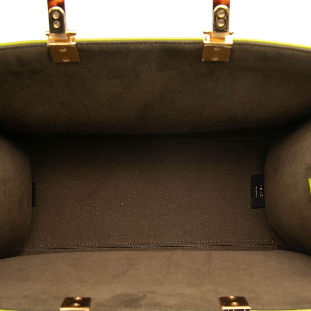 Fendi Medium Zucca Embossed Leather Sunshine Shopper Tote Green Leather Good condition - Model View