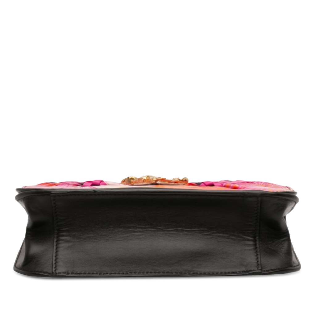 Versace Calfskin Jungle Weave Virtus Satchel Black Leather Good condition - Inside View