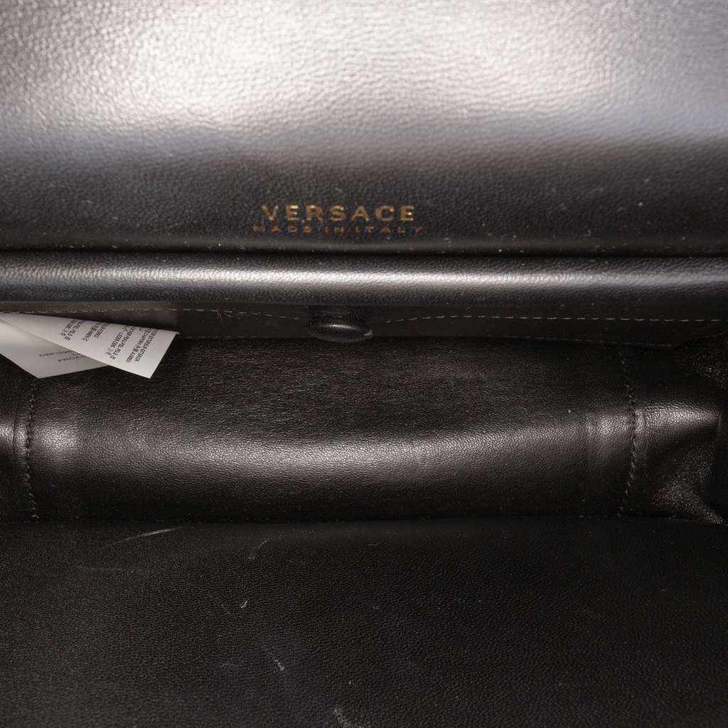 Versace Calfskin Jungle Weave Virtus Satchel Black Leather Good condition - Model View