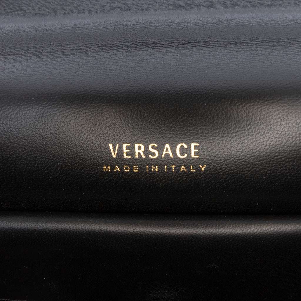 Versace Calfskin Jungle Weave Virtus Satchel Black Leather Good condition - Box View