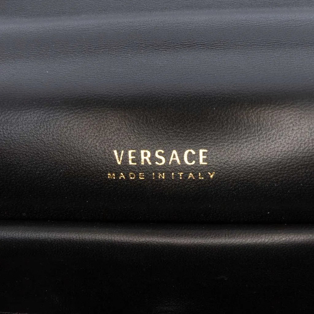 Versace Calfskin Jungle Weave Virtus Satchel Black Leather Very good - Box View