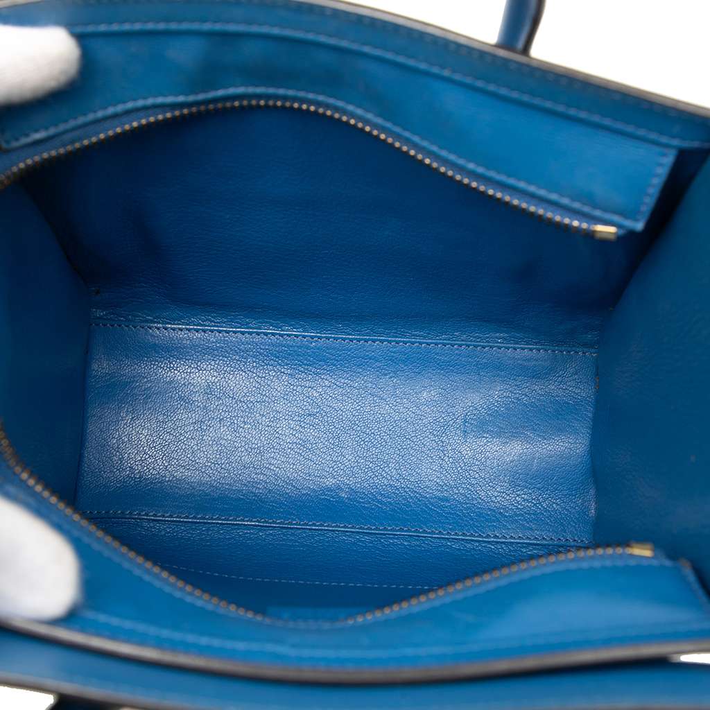 Celine Nano Leather Luggage Tote Blue Leather Good condition - Model View