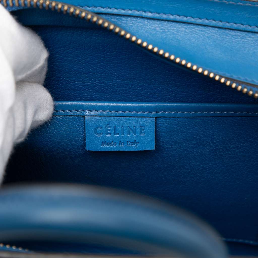 Celine Nano Leather Luggage Tote Blue Leather Good condition - Box View