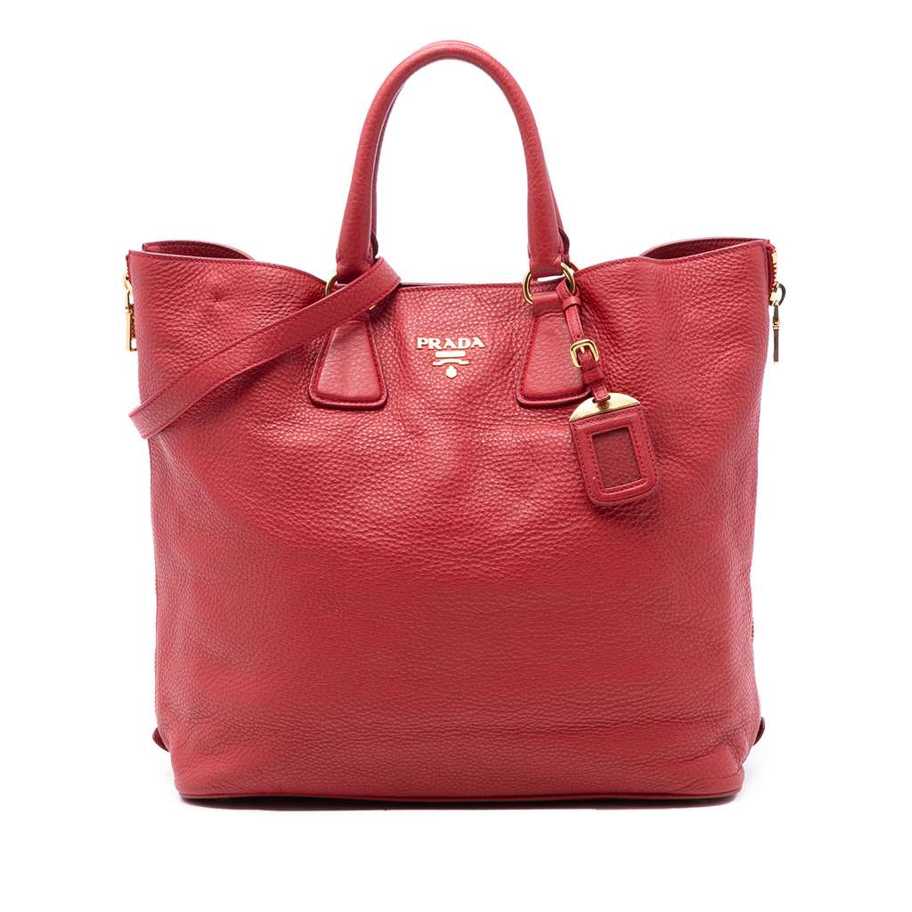 Prada حقيبة تسوق Vitello Daino بسحاب جانبي