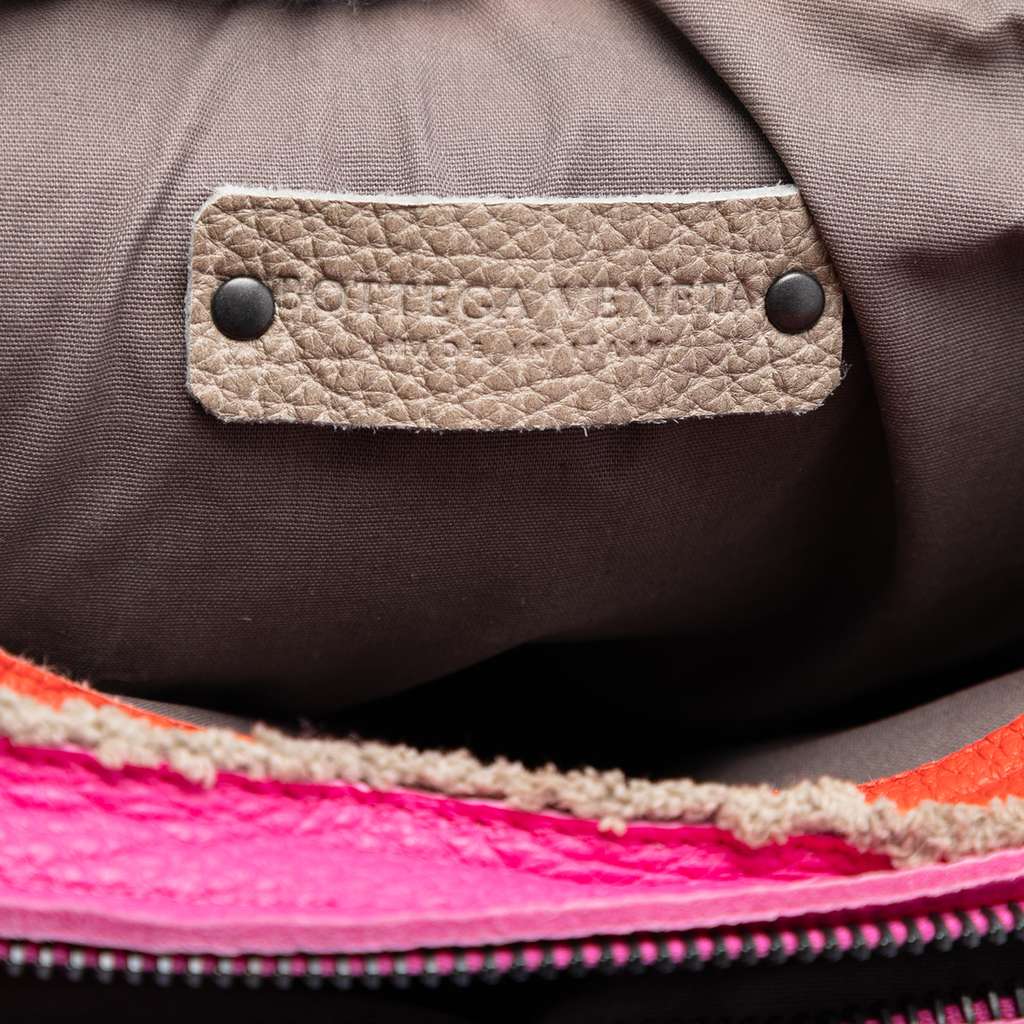 Bottega Veneta Multicolor Pebbled Leather Double Zip Satchel Brown Leather Good condition - Box View