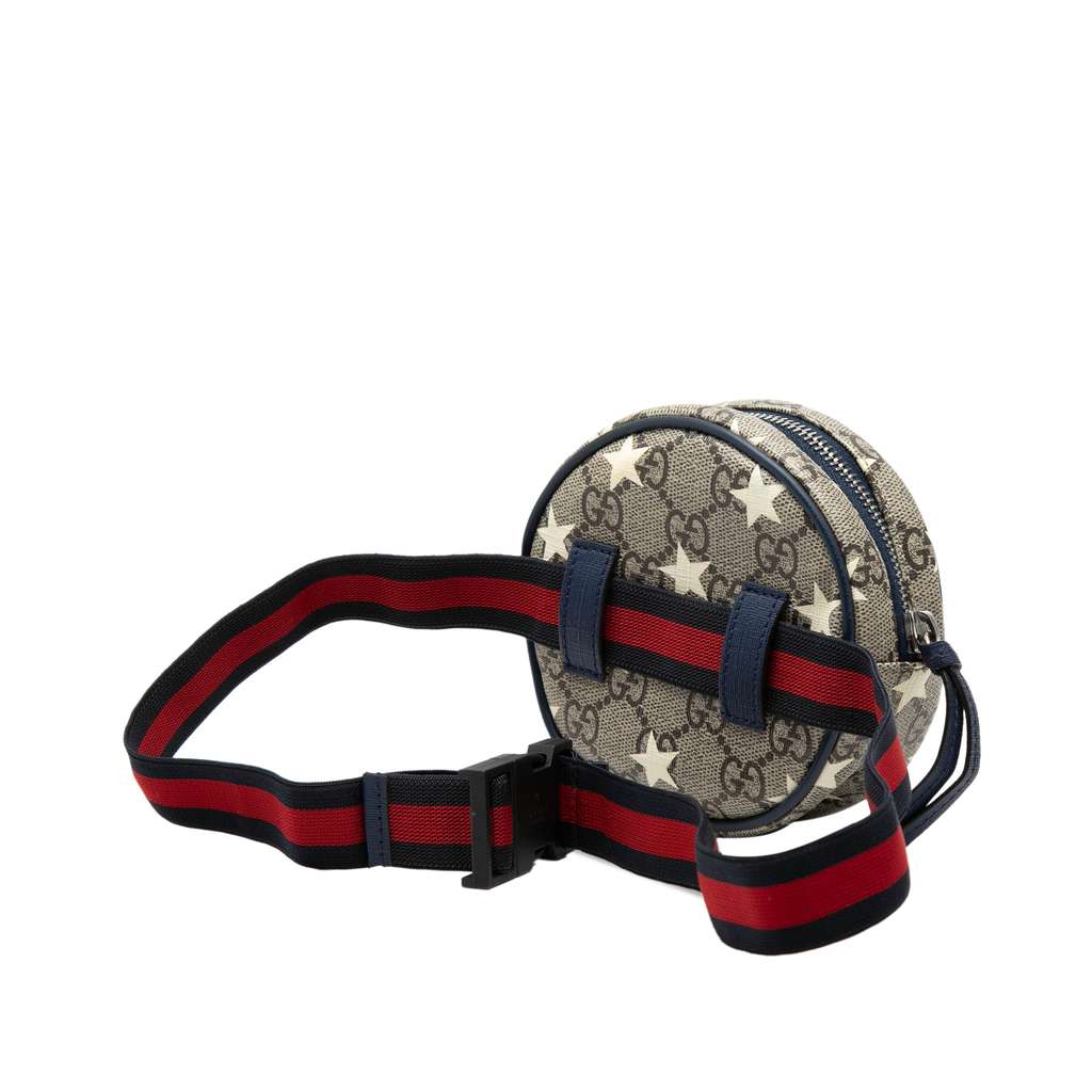 Gucci Kids GG Supreme Stars Web Belt Bag Brown Canvas Good condition - Back View