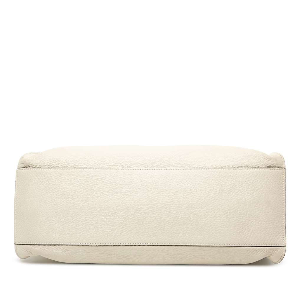 Gucci Medium Calfskin Bamboo Daily Shopper Satchel White Leather Good condition - Inside View