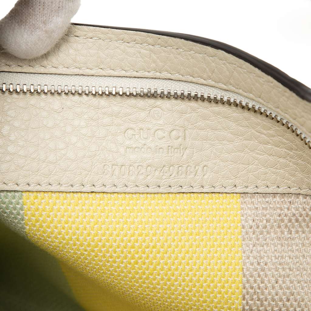 Gucci Medium Calfskin Bamboo Daily Shopper Satchel White Leather Good condition - Box View