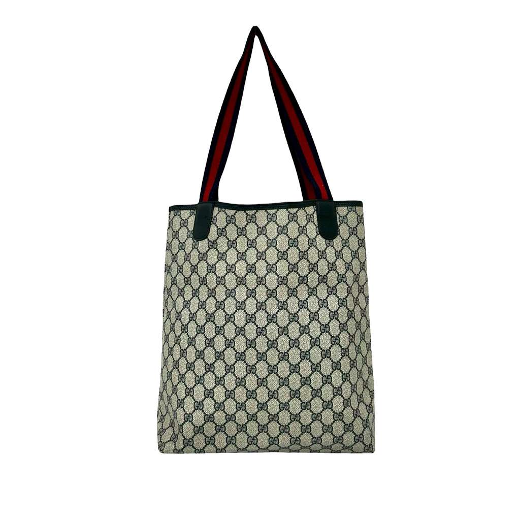 Gucci GG Supreme Web Tote Brown Canvas Good condition - Back View